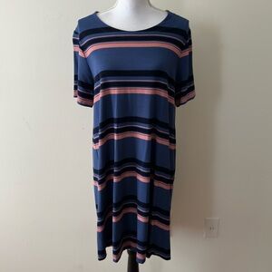 Loft || Woman’s striped loose fit midi dress size Large